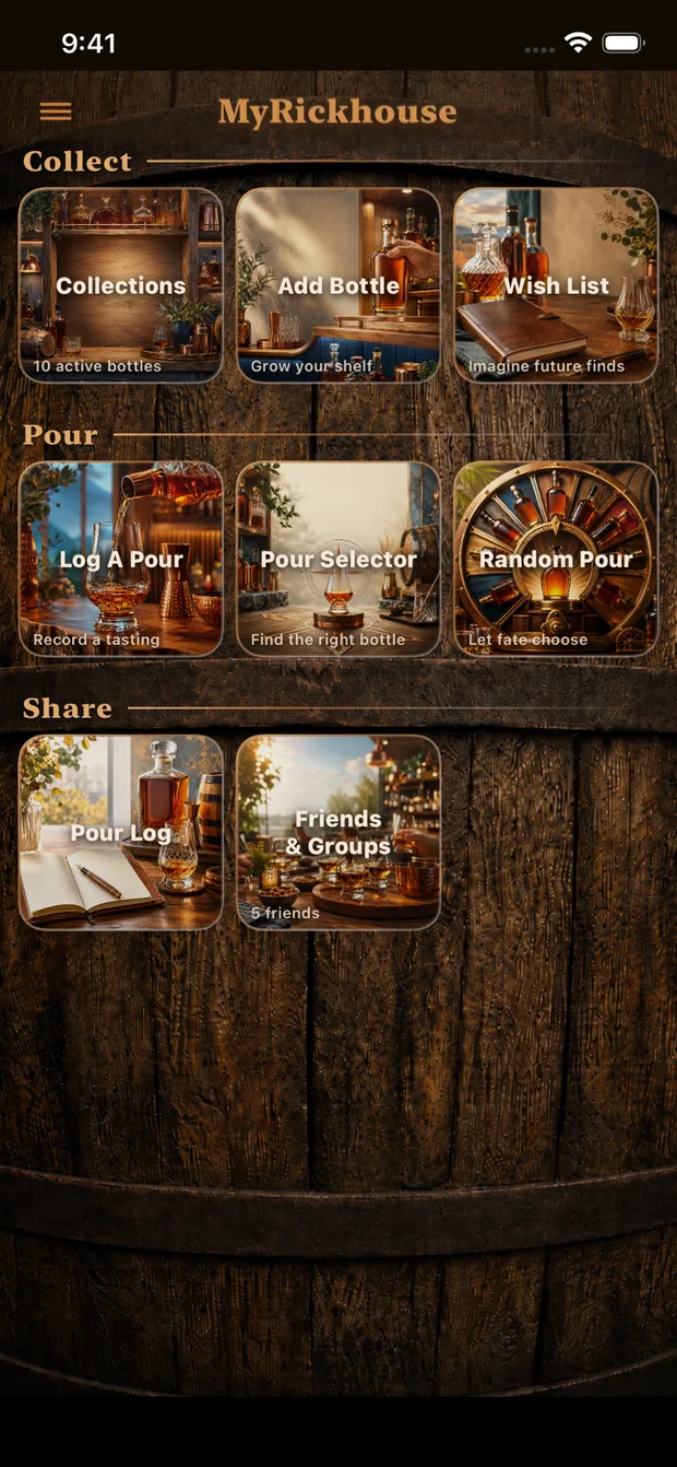 MyRickhouse home screen