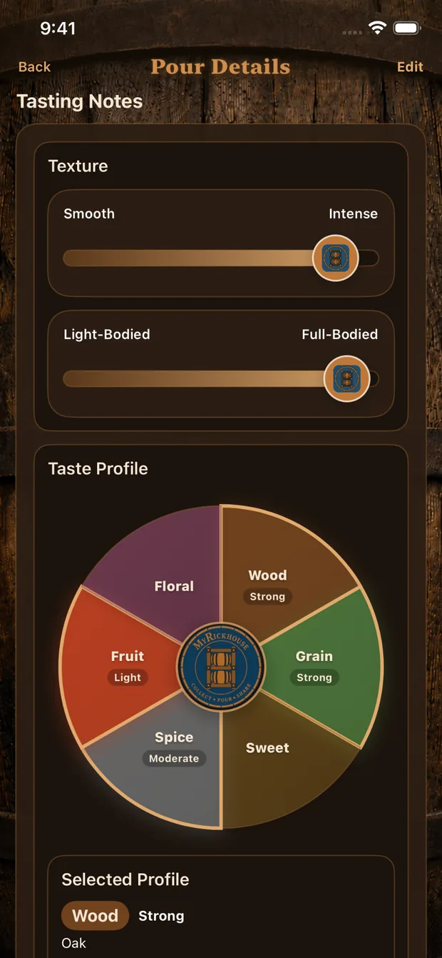 Taste Profile app screen